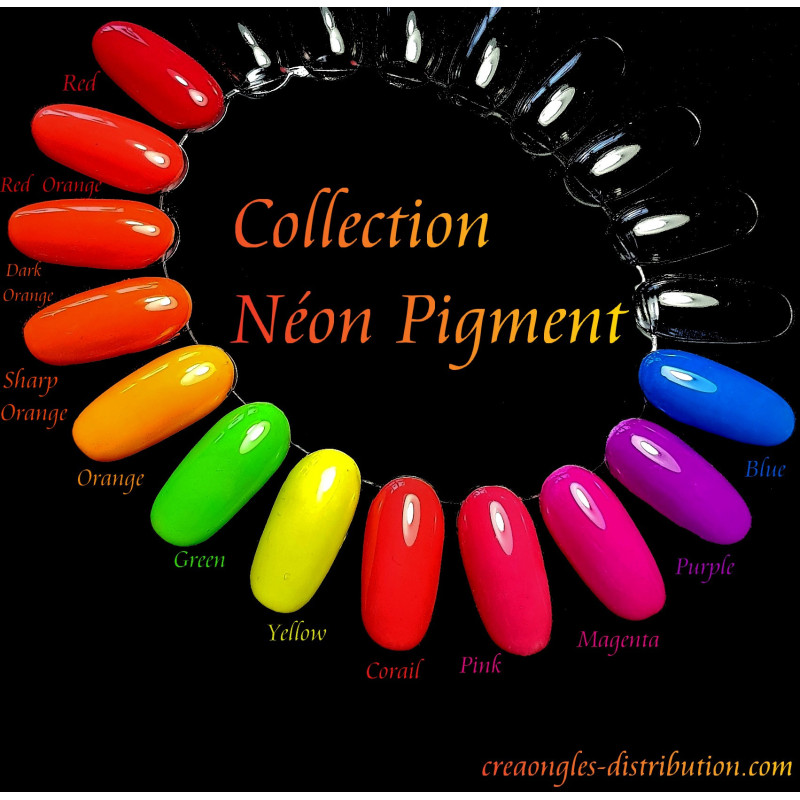 Nuancier fait avec le Pigment Neon Red