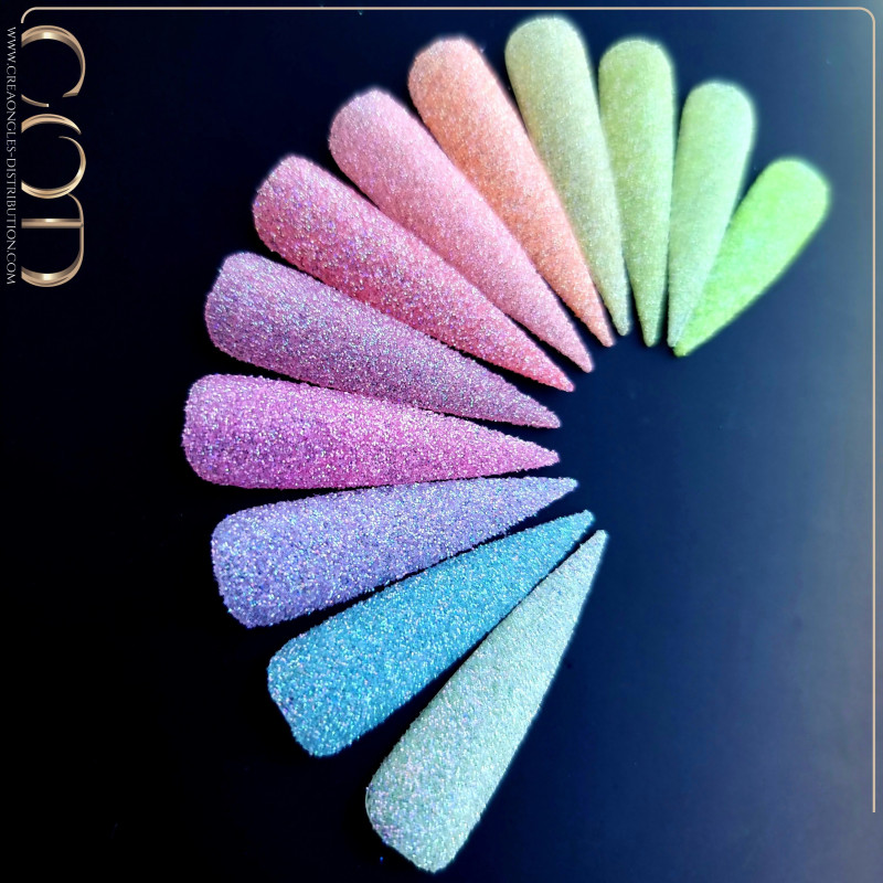 Nuancier de face fait avec le Glitter Fine Twisty