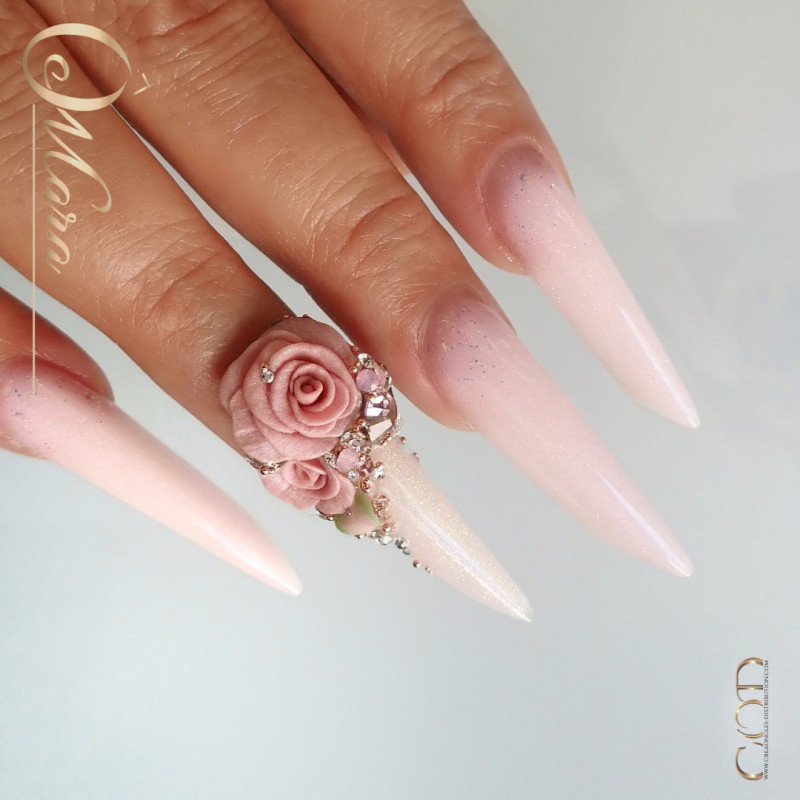 Stiletto d'Acrygel Glitter Rose