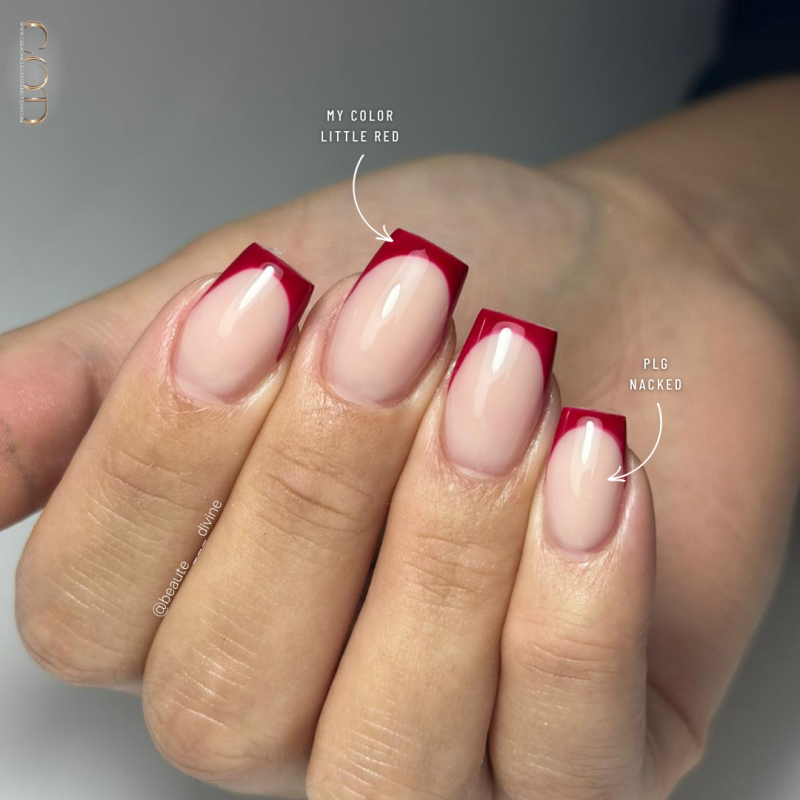Pose ongles avec le Pro Liquid Gel Nacked et le My Color Little Red