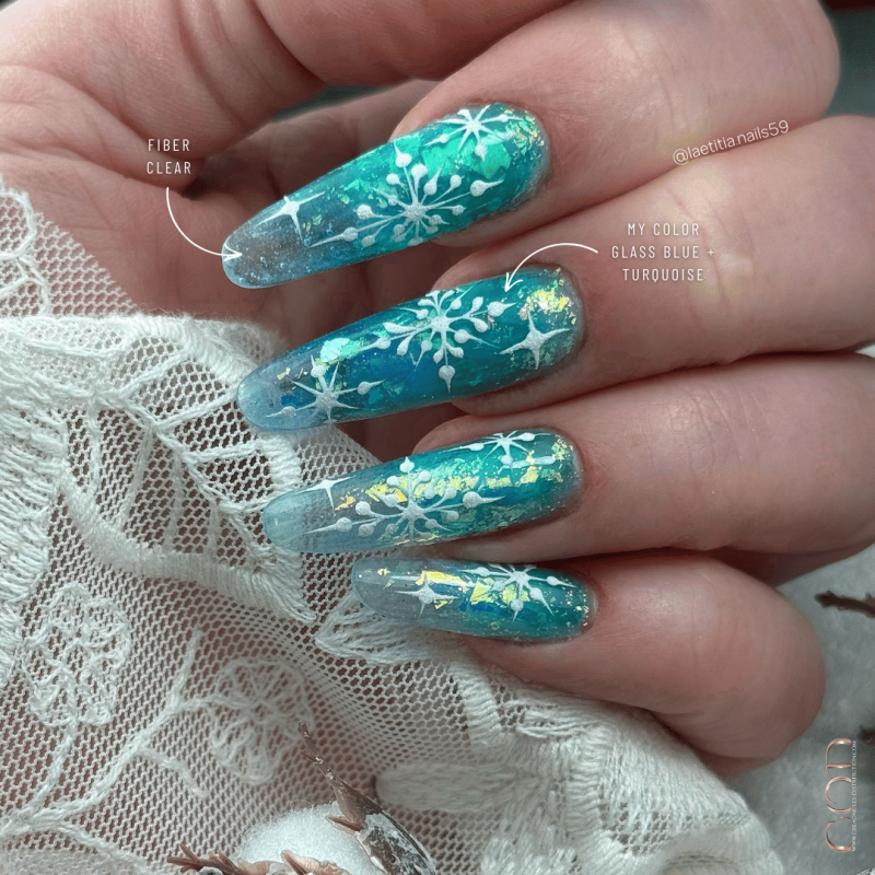 Pose avec le Fiber Clear et les My Color Glass Blue et Turquoise