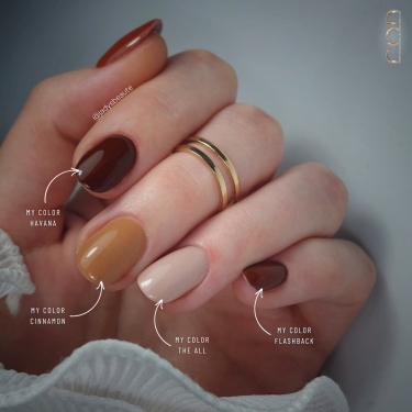 Pose ovale avec les My Color Flashback, Havana, Cinnamon et The All