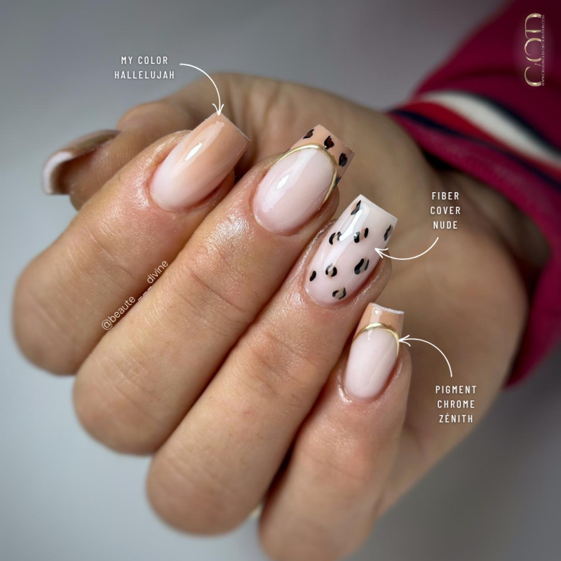 Pose carrée avec le My Color Hallelujah, Fiber Cover Nude et le Pigment Chrome Zénith