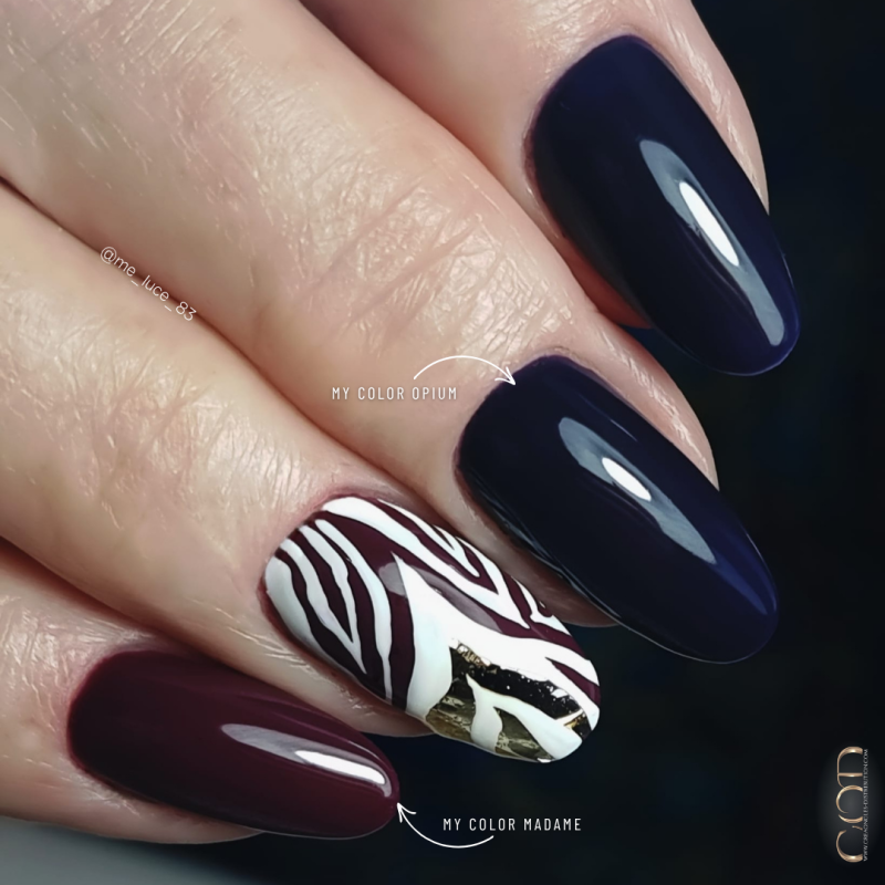 ongles amande couleur aubergine