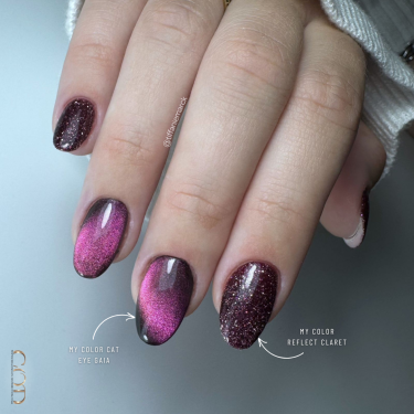 Pose amandes avec le My Color Reflect Claret et Cat Eye Gaia
