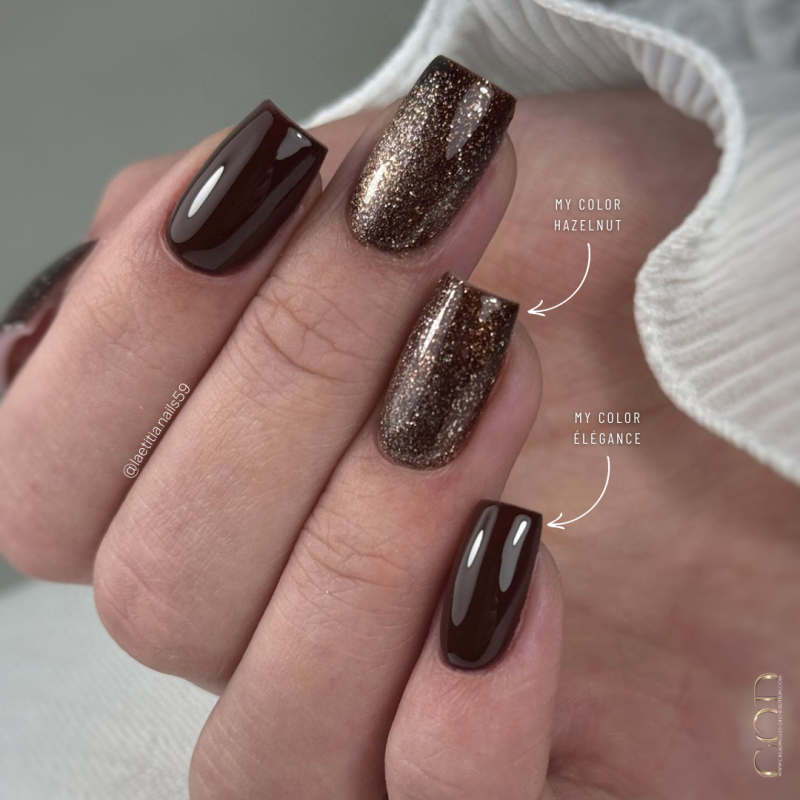 Pose carrée avec le My Color Hazelnut et Elégance