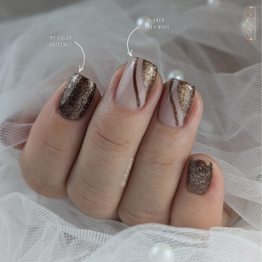 Pose carrée avec le My Color Hazelnut et la Rubber Base Cover Nude