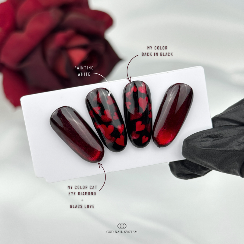 Caspules faites avec les My Color Back In Black, Glass Love, Cat Eye Diamond et le Painting White