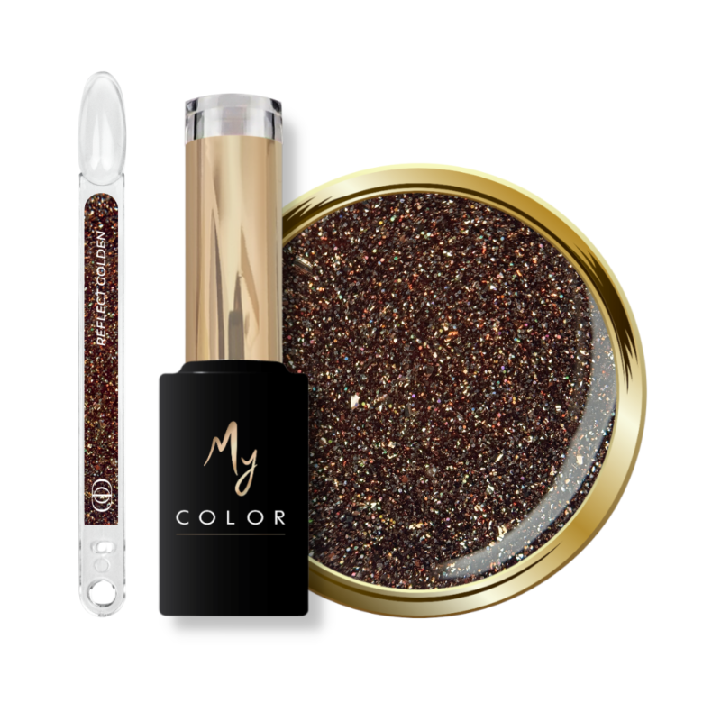 Tips, flacon et pastille du My Color Reflect Golden