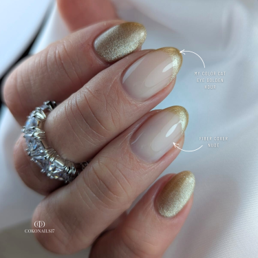 Pose en amandes avec le My Color Cat Eye Golden Hour et le Fiber Cover Nude