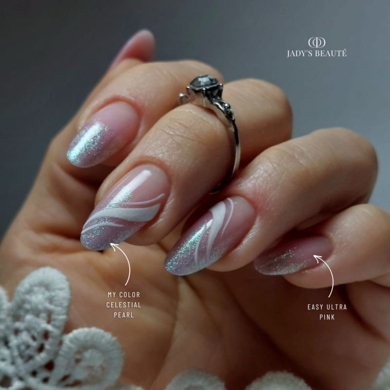 Pose d'ongles en amande avec le My Color Celestial Pearl