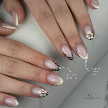 Pose en amandes avec un vsp blanc crème en french