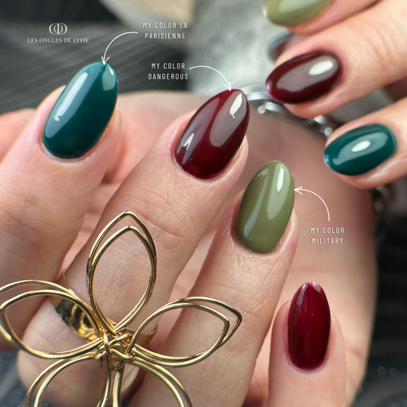 Pose en amandes avec le My Color Dangerous, bordeaux foncé