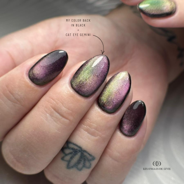 Pose d'ongles ovale avec le Cat Eye Gemini