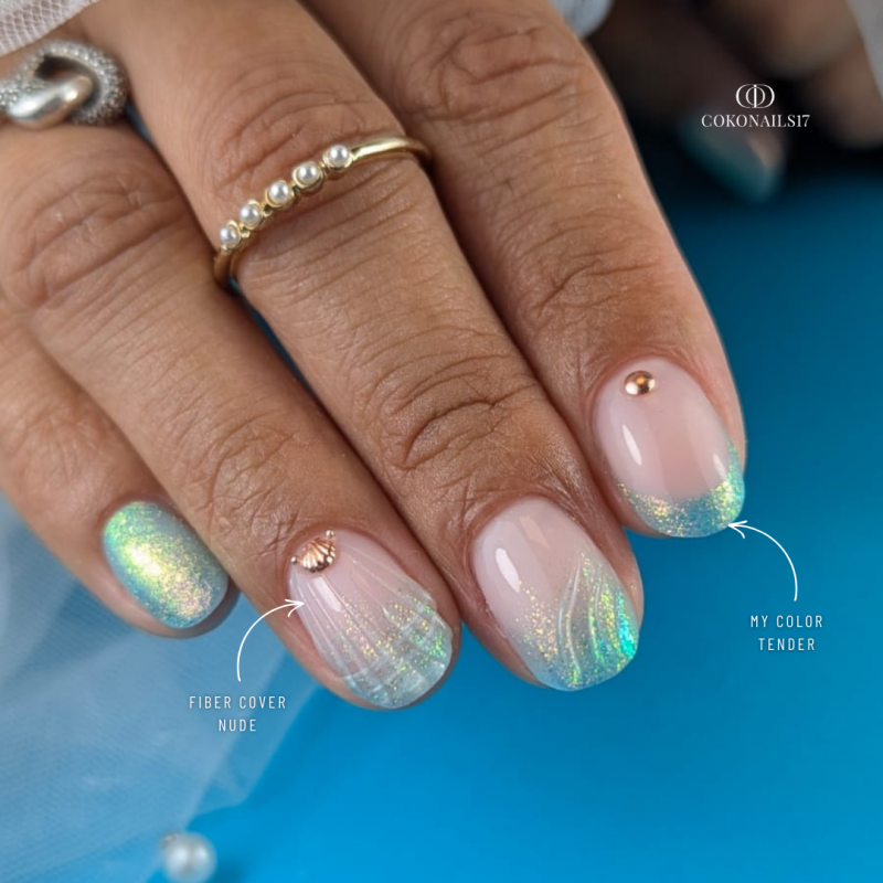 Pose ovale avec le My Color Tender, vert turquoise pailleté