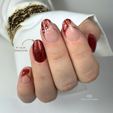 Pose amandes avec le My Color Thanksgiving, rouge pailleté flakes