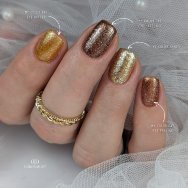 Pose ovale avec le My Color Honey, or pailleté flakes