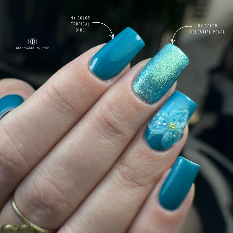 Pose d'ongles carrée avec le My Color Tropical Bird