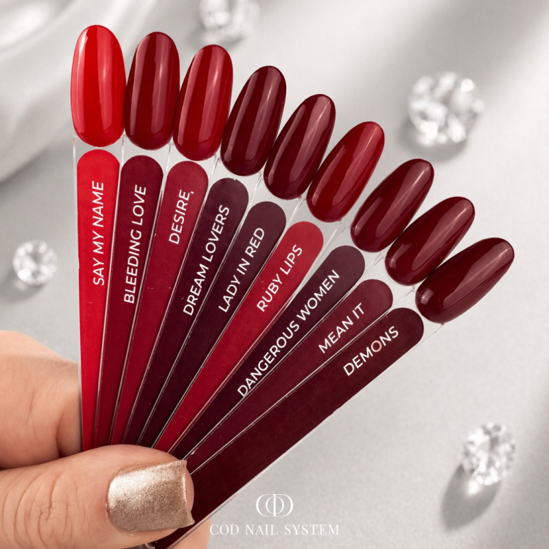 Nuancier rouge des vernis semi permanent COD Nail System
