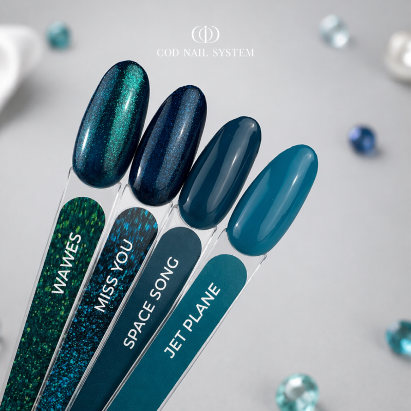 Nuancier vernis semi permanent COD Nail System couleur vert canard
