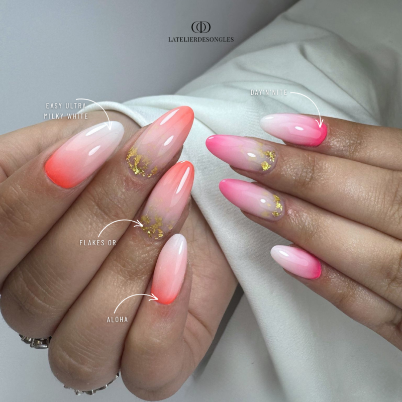 pose d'ongle amande avec babycolor et cutiglitter