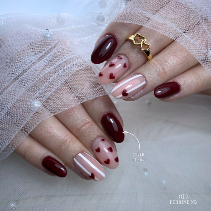 pose bordeaux nail art saint valentin