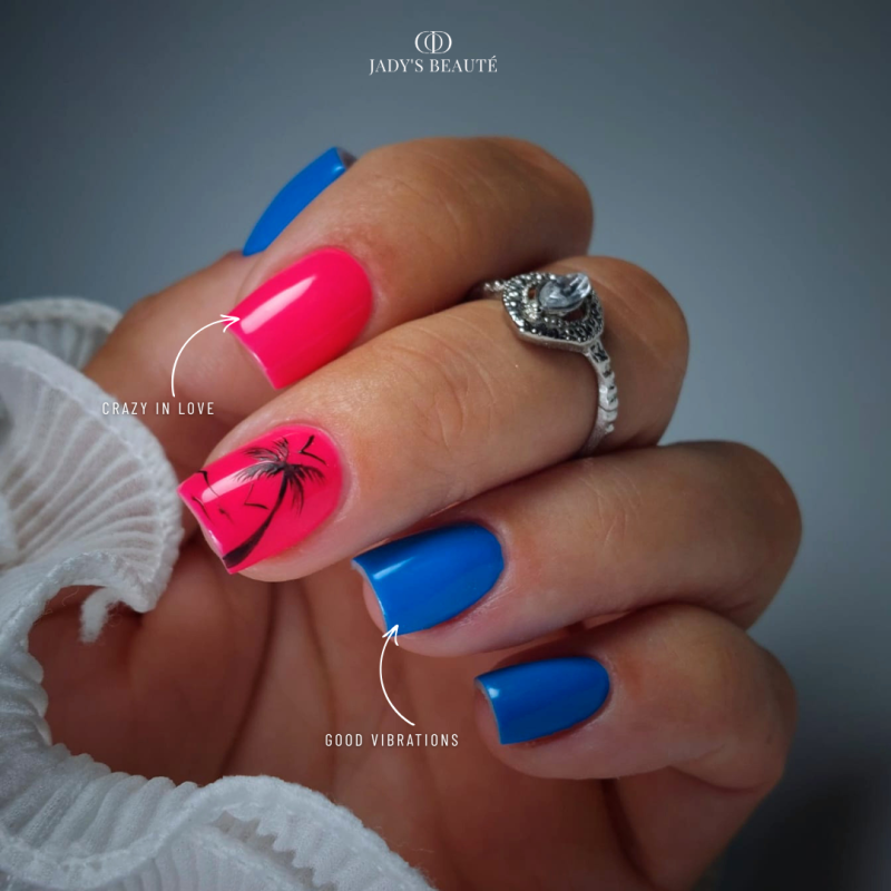 pose estivale bleu et rose