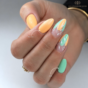 ongle amande et nail art acidulé