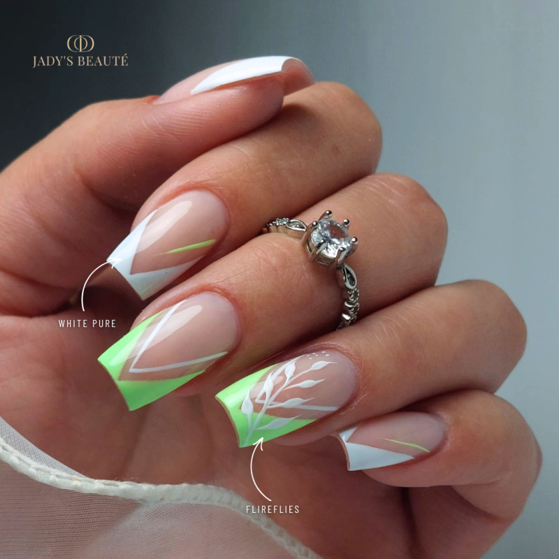 pose carré french vert pastel et blanc