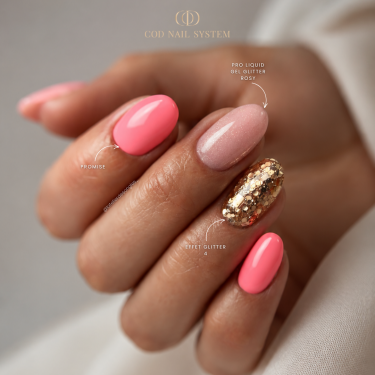 pose amande rose corail et paillette mix doré