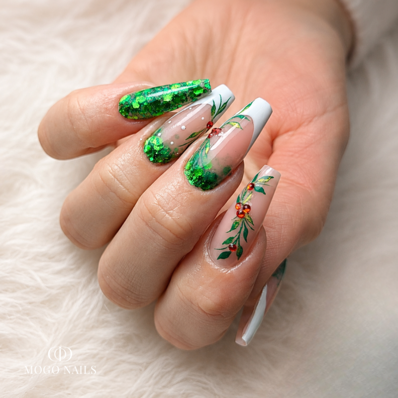 idée pose noël paillettes vertes