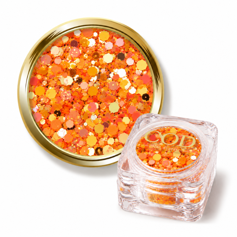 paillette mix orange néon et blanc irisé