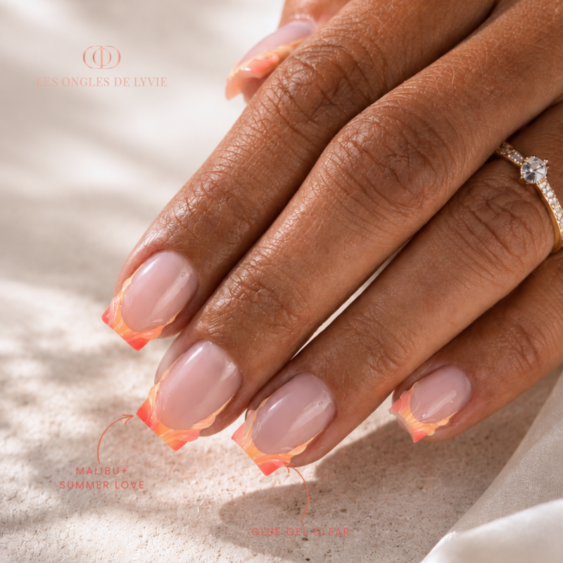 pose ongle square et french avec vague en relief