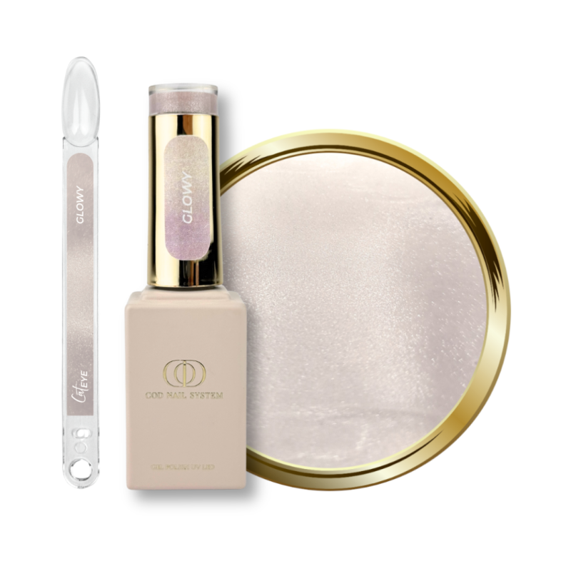 Flacon, tips et pastille du vernis semi permanent cat eye Glowy