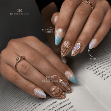 nail art summer coquillage et relief