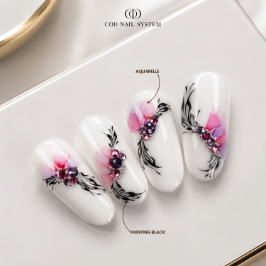 nail art aquarelle et arabesque