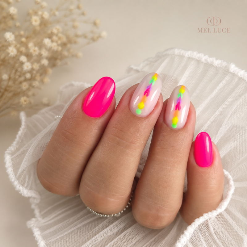 ongle été néon rose