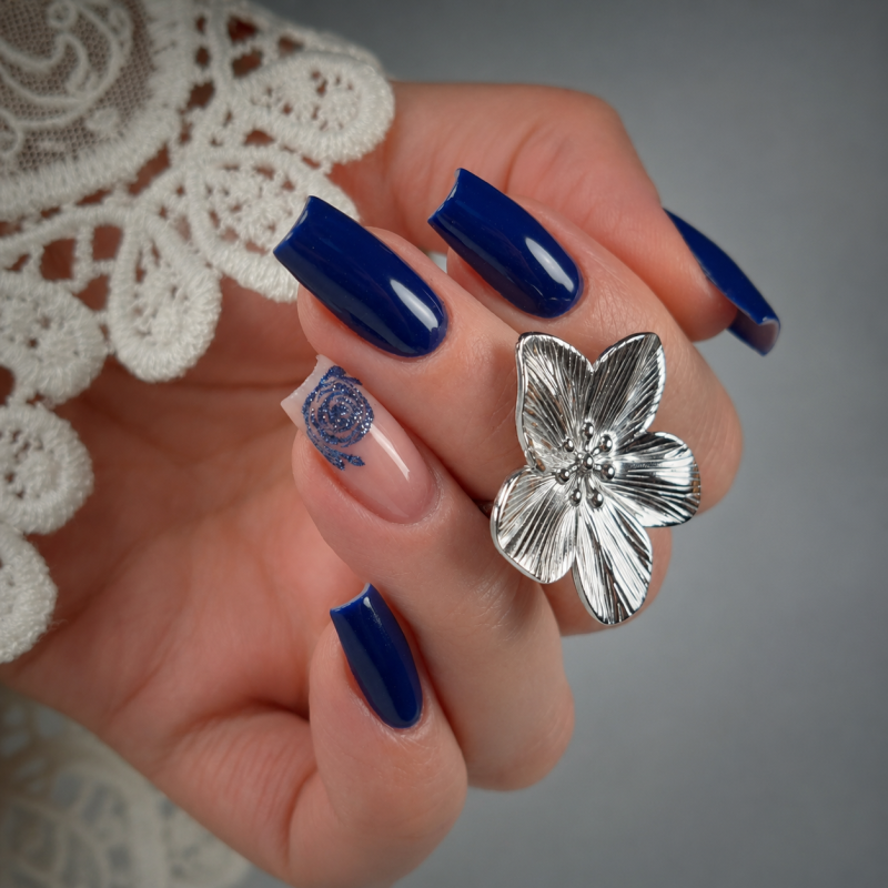 carré long couleur bleu nuit