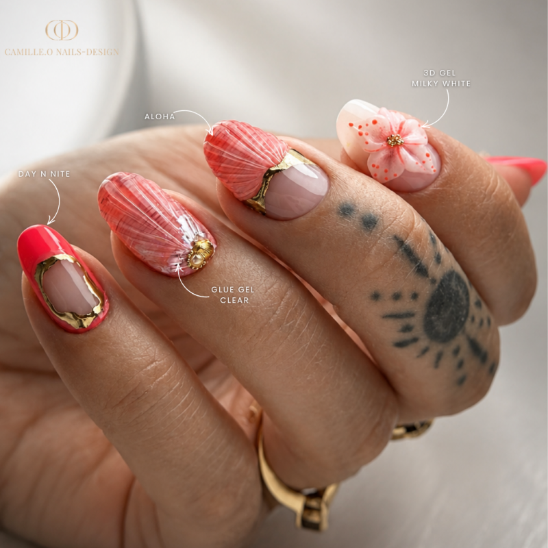 pose été nail art coquillage