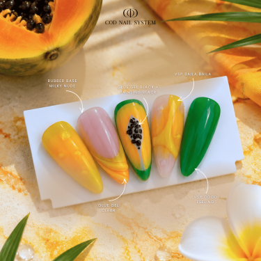 Idée nail art papaye