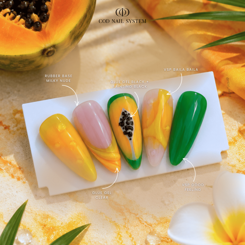Idée nail art papaye