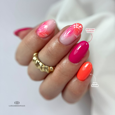 Pose en amande avec les VSP Aloha, orange corail néon