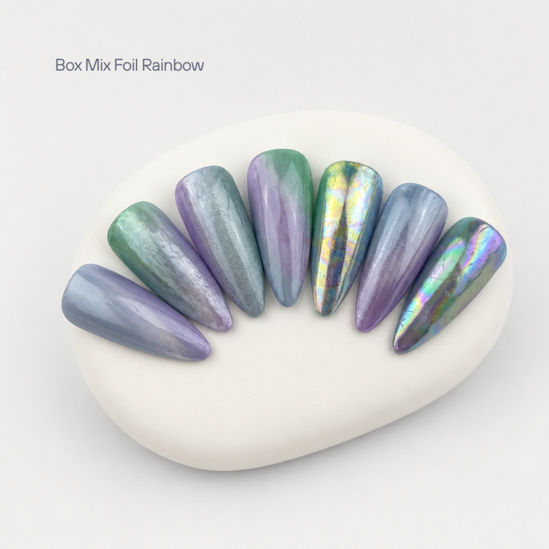 Capsules réalisées avec les Foil Rainbow holographiques