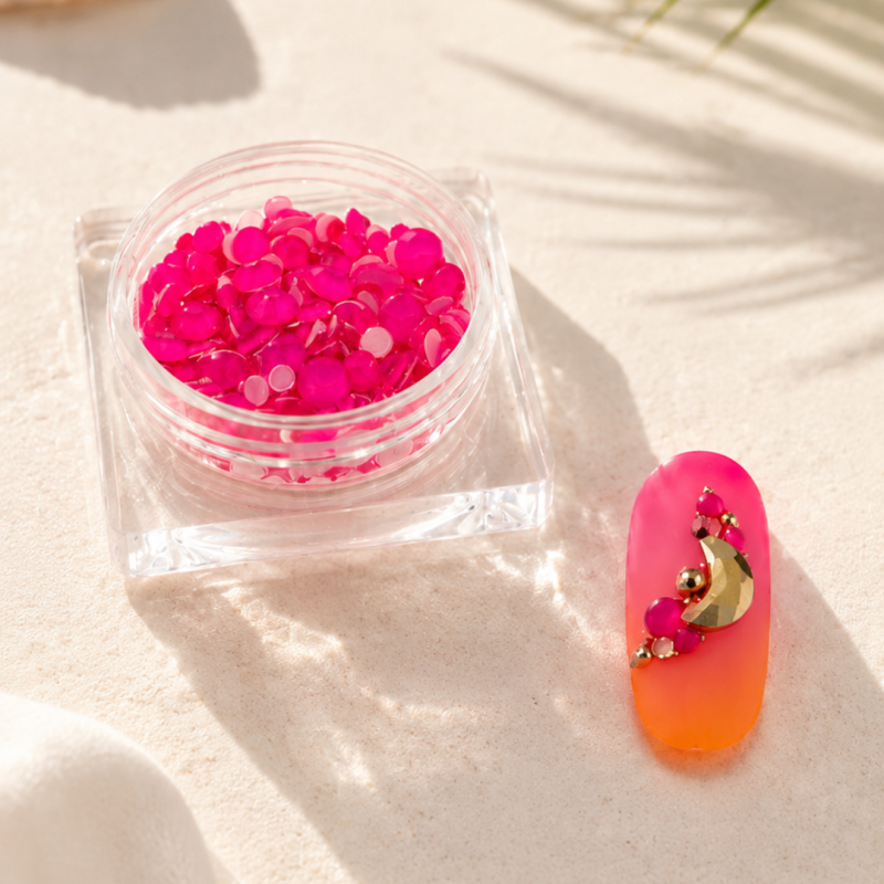 Strass Néon Fuchsia sur capsules