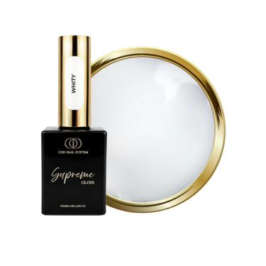 Finition Supreme Gloss Whity avec sa pastille et son flacon