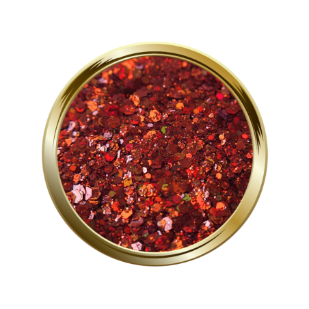 Paillettes libres pour le nail art forme mix orange brique holographique
