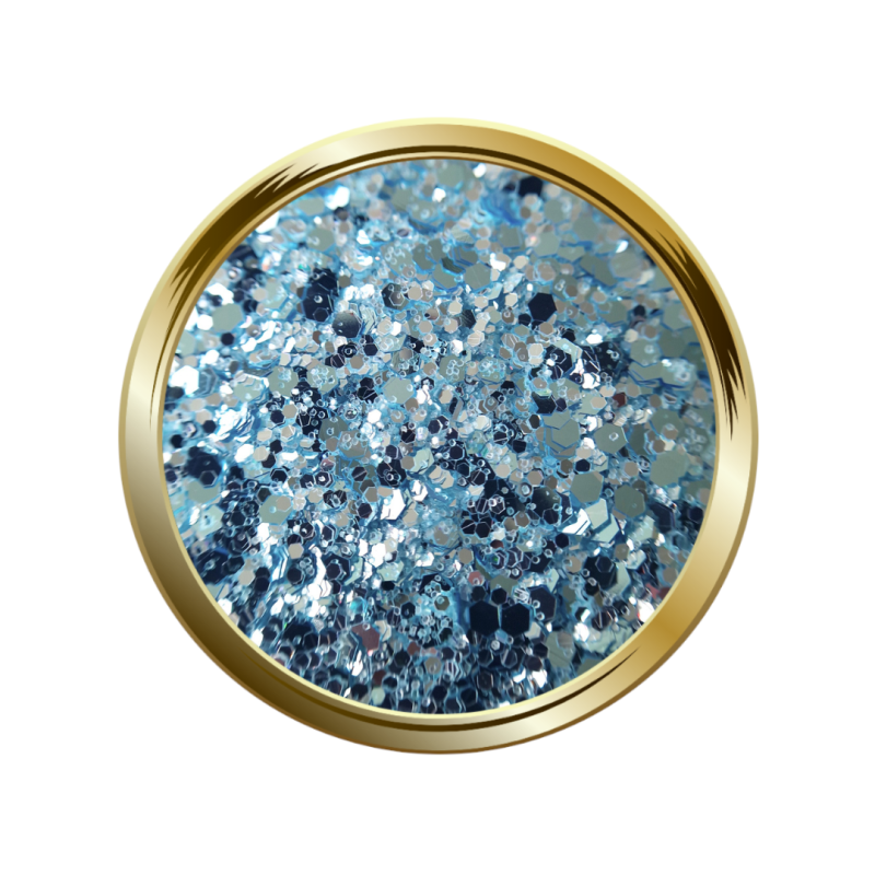 paillettes libres pour le nail art forme mix bleu pastel argenté