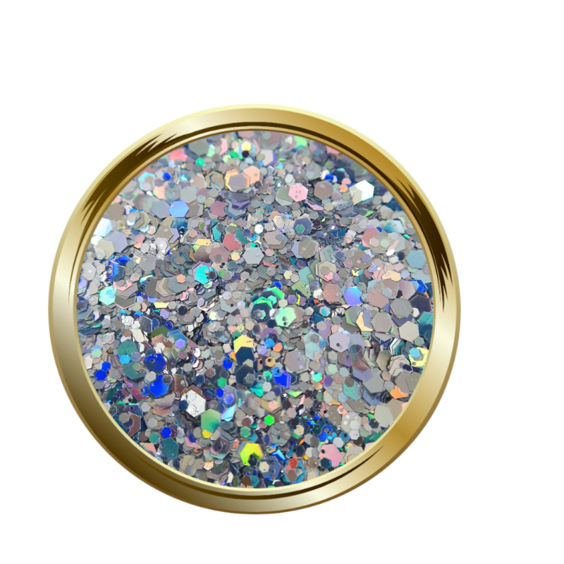 Paillettes libres pour le nail art forme mix argenté holographique