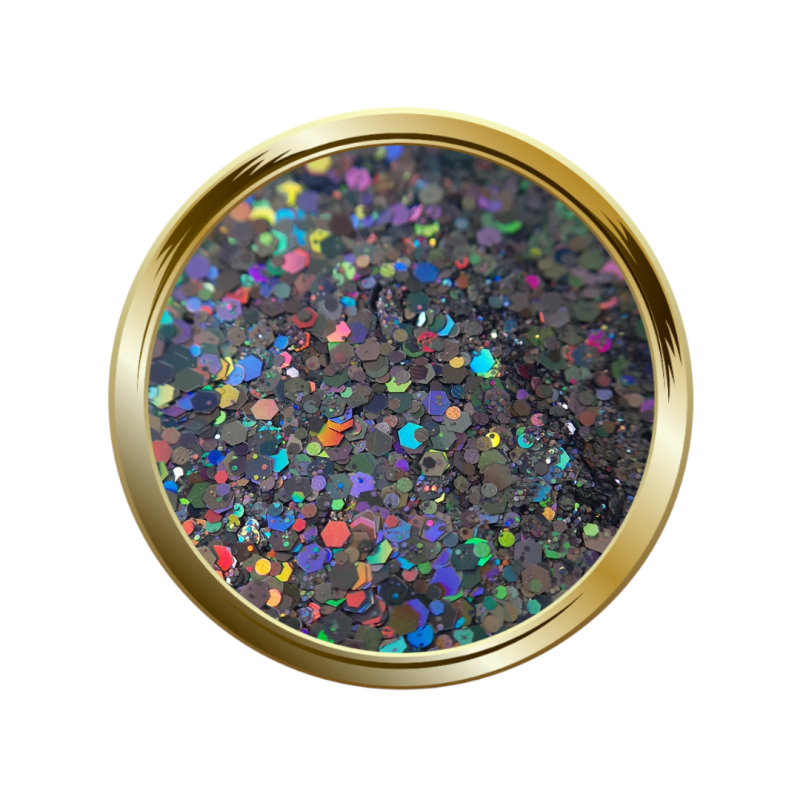 Paillettes libres pour le nail art forme mix gris anthracite
