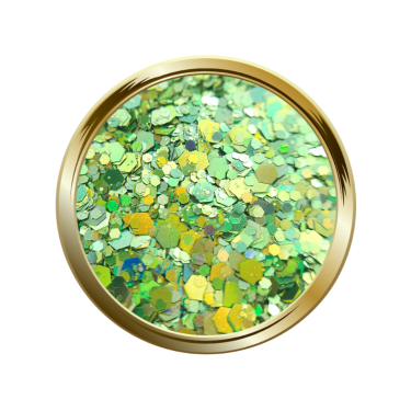 Paillettes libres pour le nail art forme mix vert pomme holographique